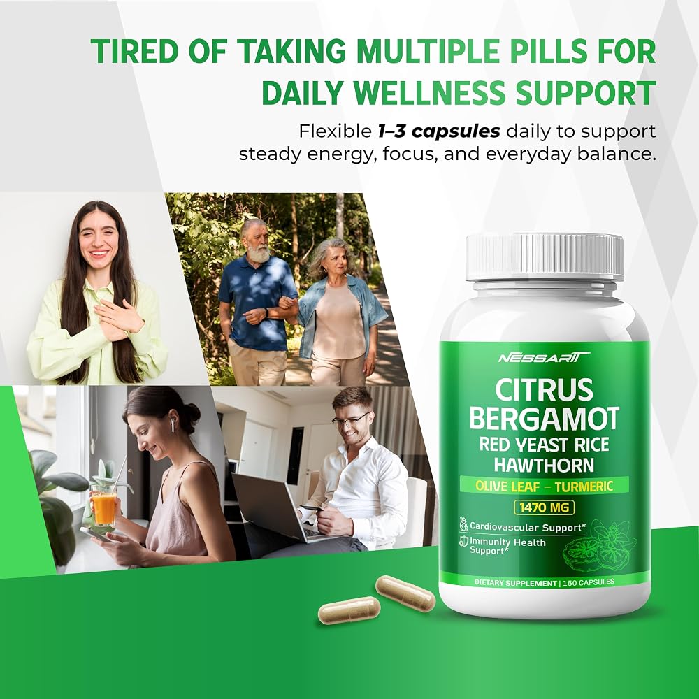 Nessarit Citrus Bergamot 1470mg with Red Yeast Rice - 150 Capsules - image 2
