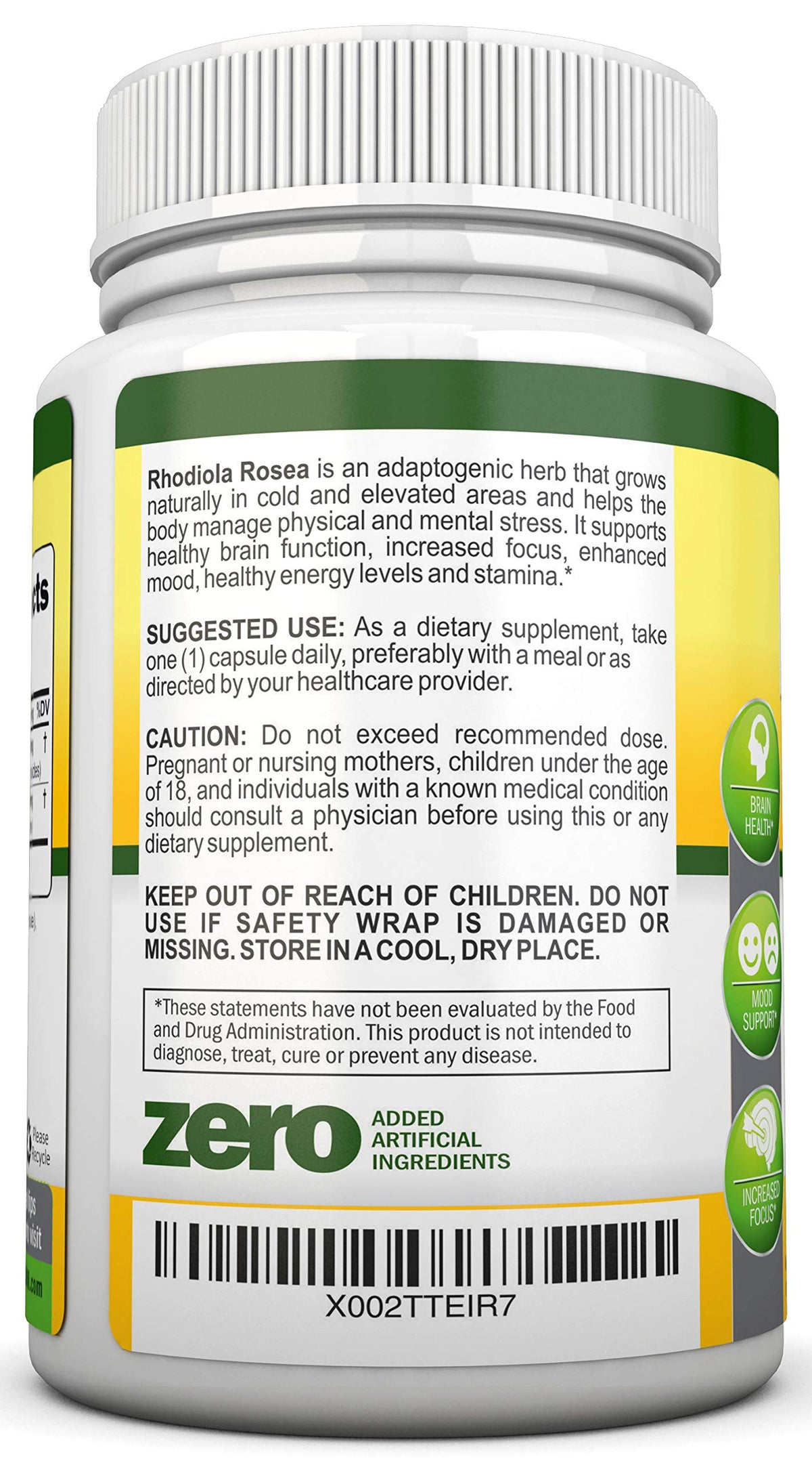 NutriONN Rhodiola Rosea 500mg Supplement - 180 Vegan Capsules - image 4