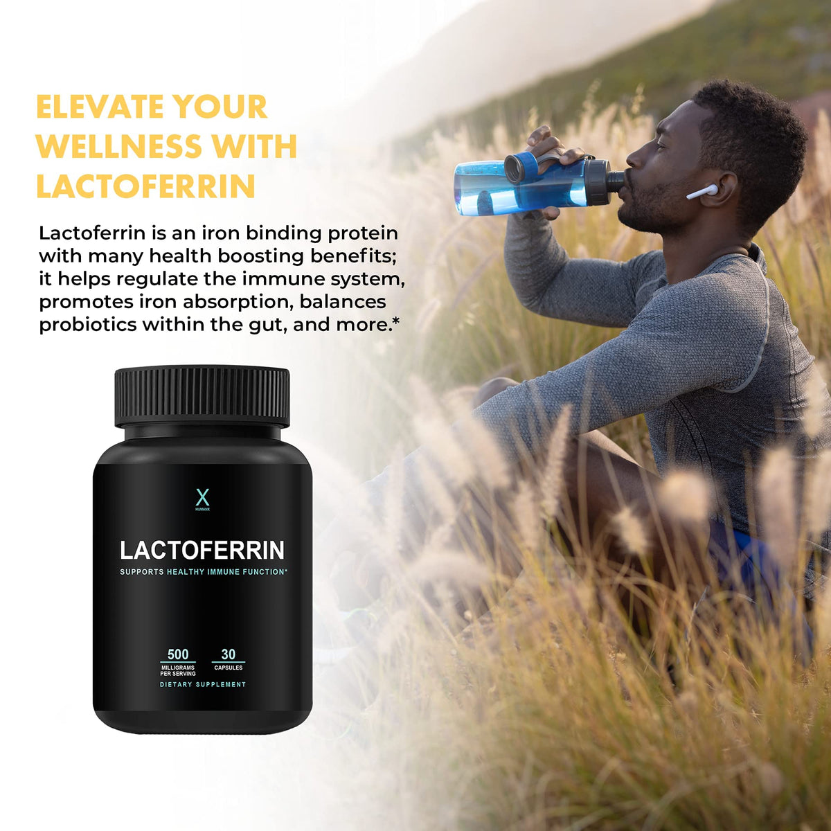 HUMANX Lactoferrin 500mg Immune Support - 30 Capsules - image 4
