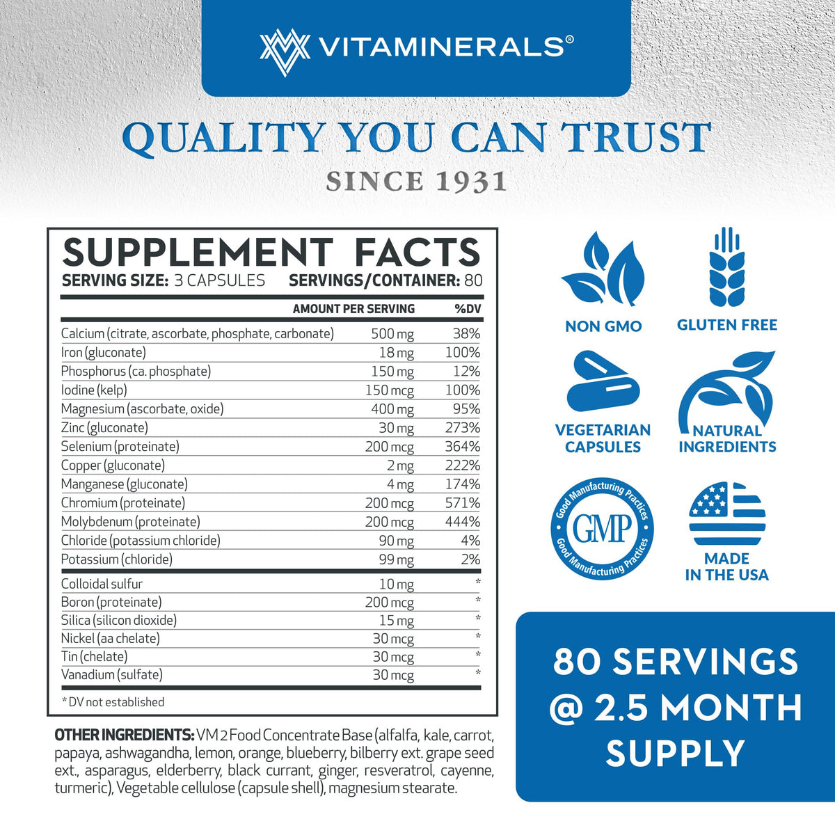 VITAMINERALS 16 Polymineral Comprehensive Mineral Formula