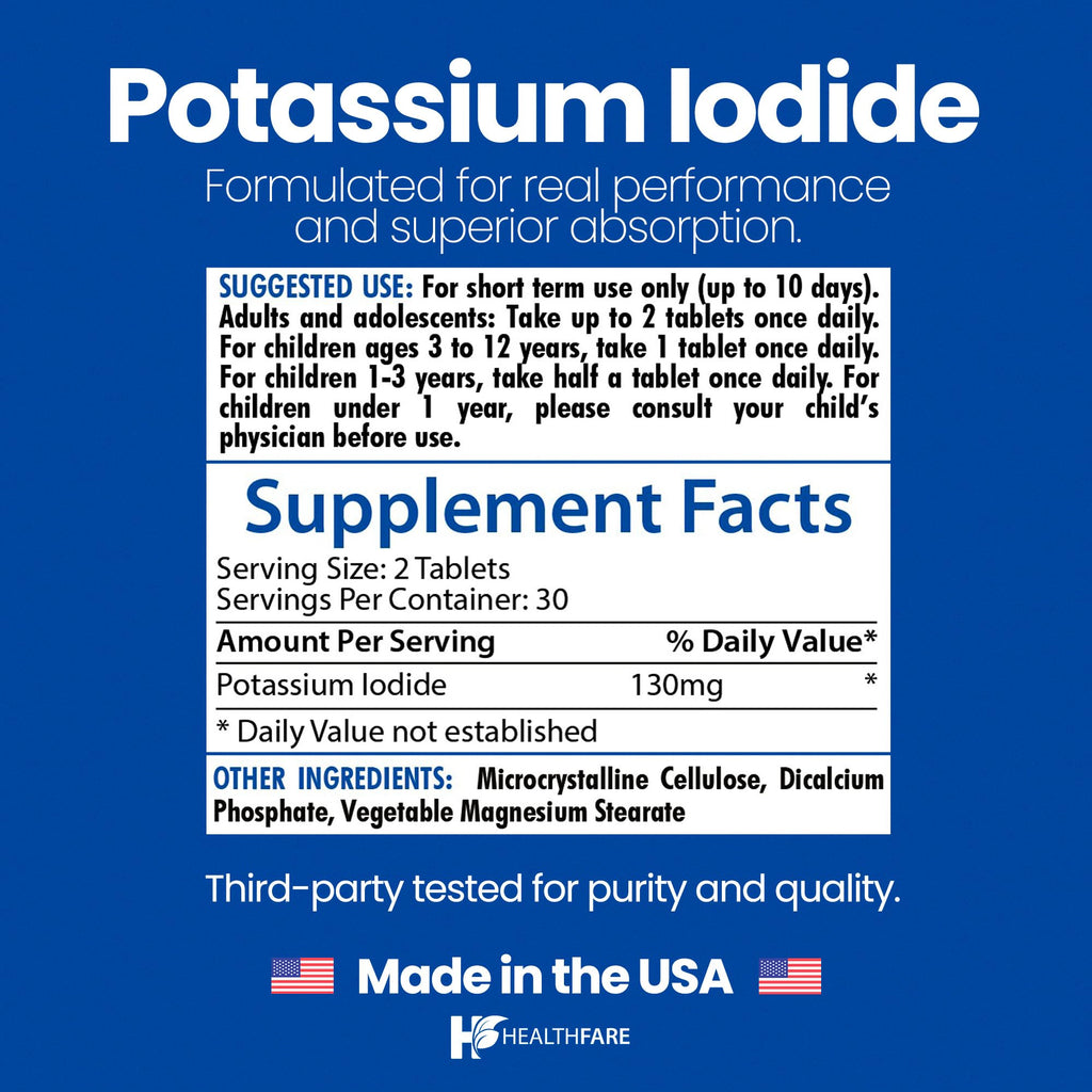 Healthfare Potassium Iodide 130 mg Tablets - 120 Count - image 3