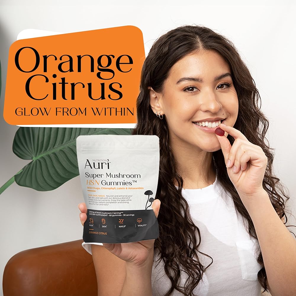 Auri Super Mushroom HSN Gummies for Hair, Skin & Nails - 60 Gummies - image 4