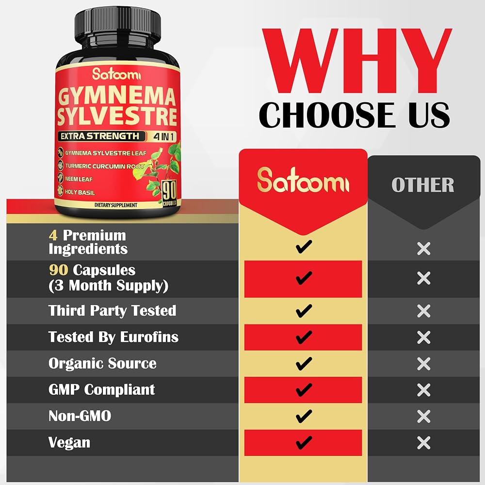 Satoomi Pure Gymnema Sylvestre Capsules Extract - 90 Capsules - image 4
