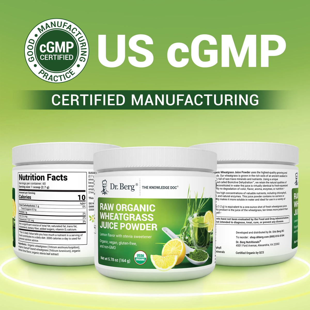 Dr. Berg Organic Green Powder Superfood with Wheatgrass - 60 Servings - image 5