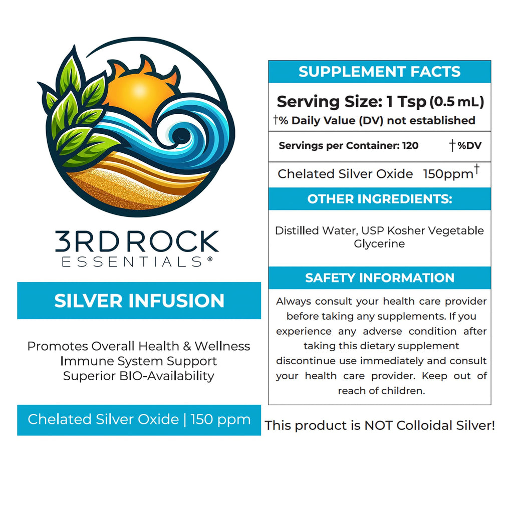 3rd Rock Essentials Silver Infusion 150 PPM Liquid Supplement - 16 Fl Oz - image 3