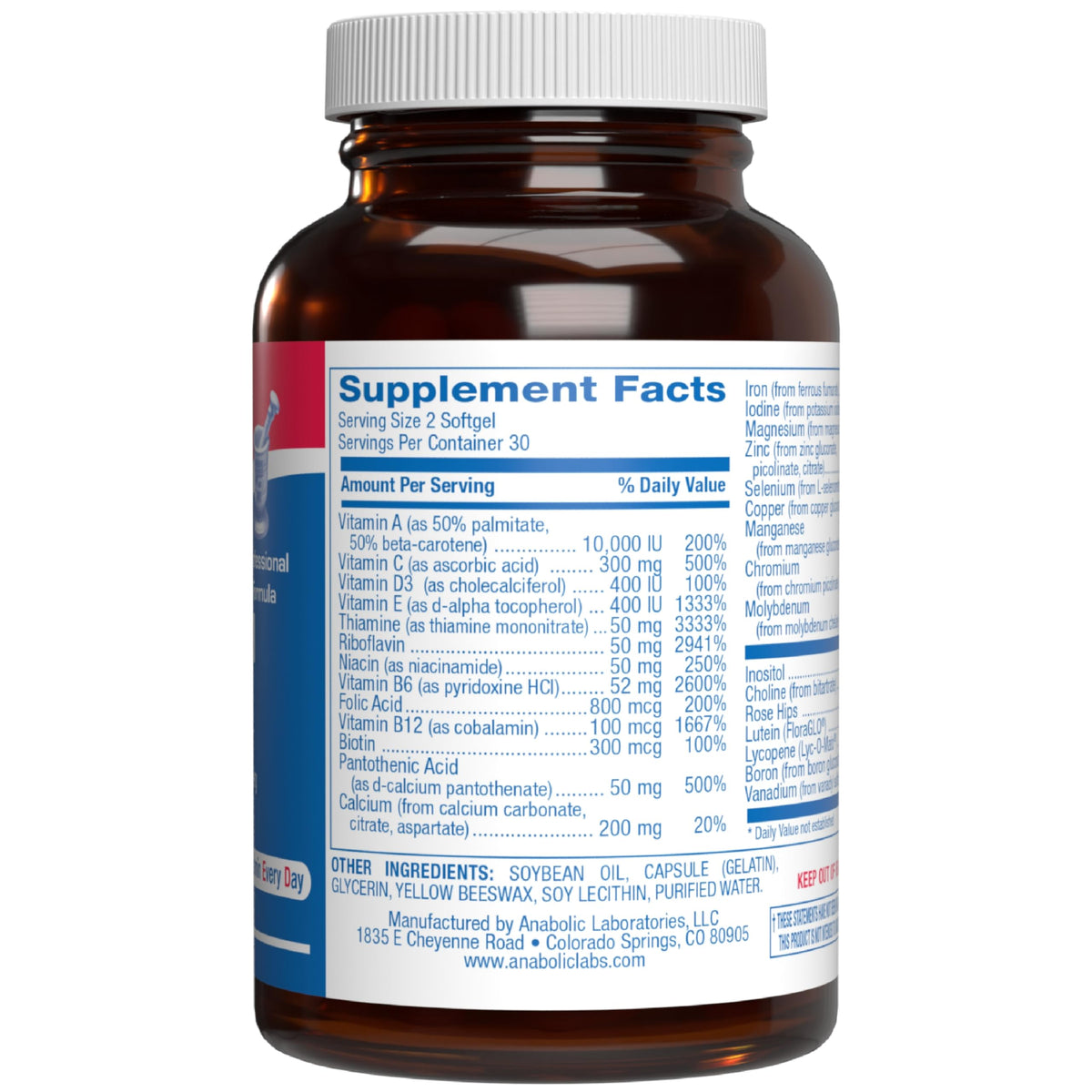 Anabolic Laboratories 30-in-1 Adult Multivitamin with Iron - 60 Softgels - image 2