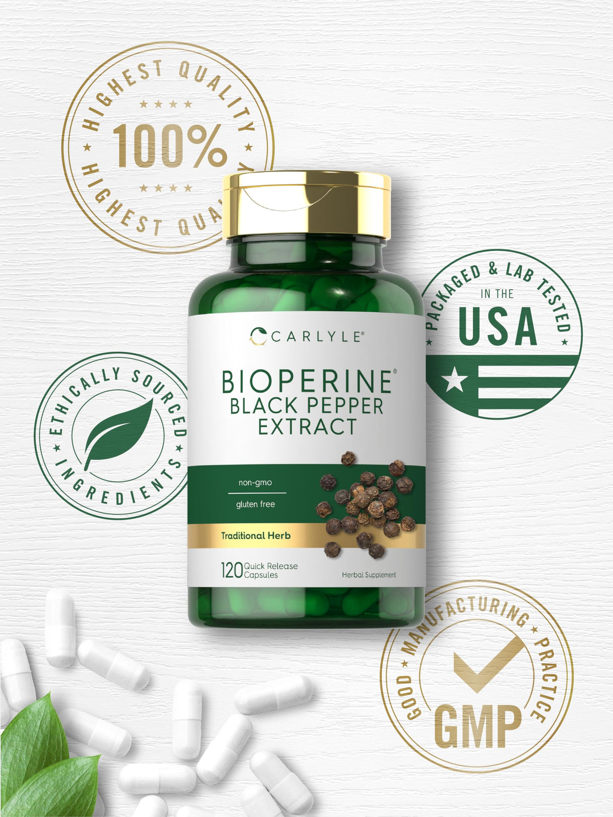 Carlyle Bioperine 10mg Black Pepper Extract - 120 Capsules - image 6