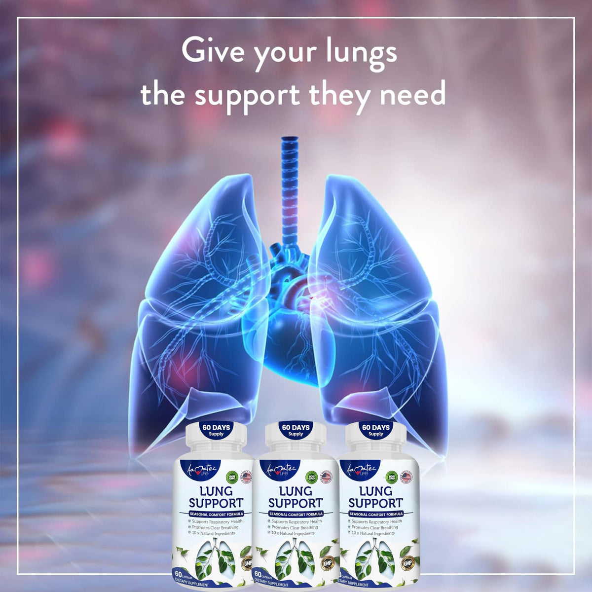 AAMATEC LIFE Lung Support Supplement Herbal Breathing - 60 Capsules - image 5