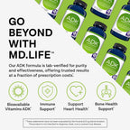 MD.LIFE ADK Vitamin Supplement with D3 and K2 - 90 Capsules - image 2