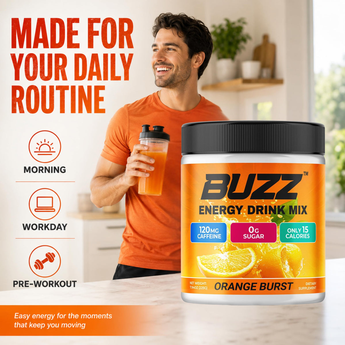 Morning Buzz Energy Drink Powder - Energy Boost Drink Mix