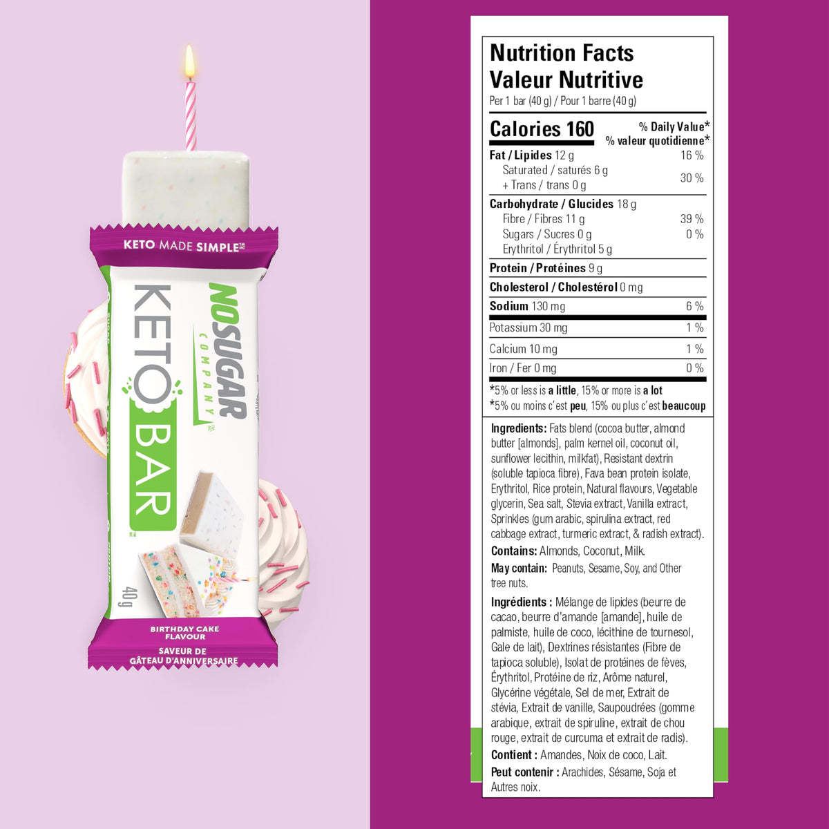 No Sugar Company Keto Bar Birthday Cake - 12 Count - image 2