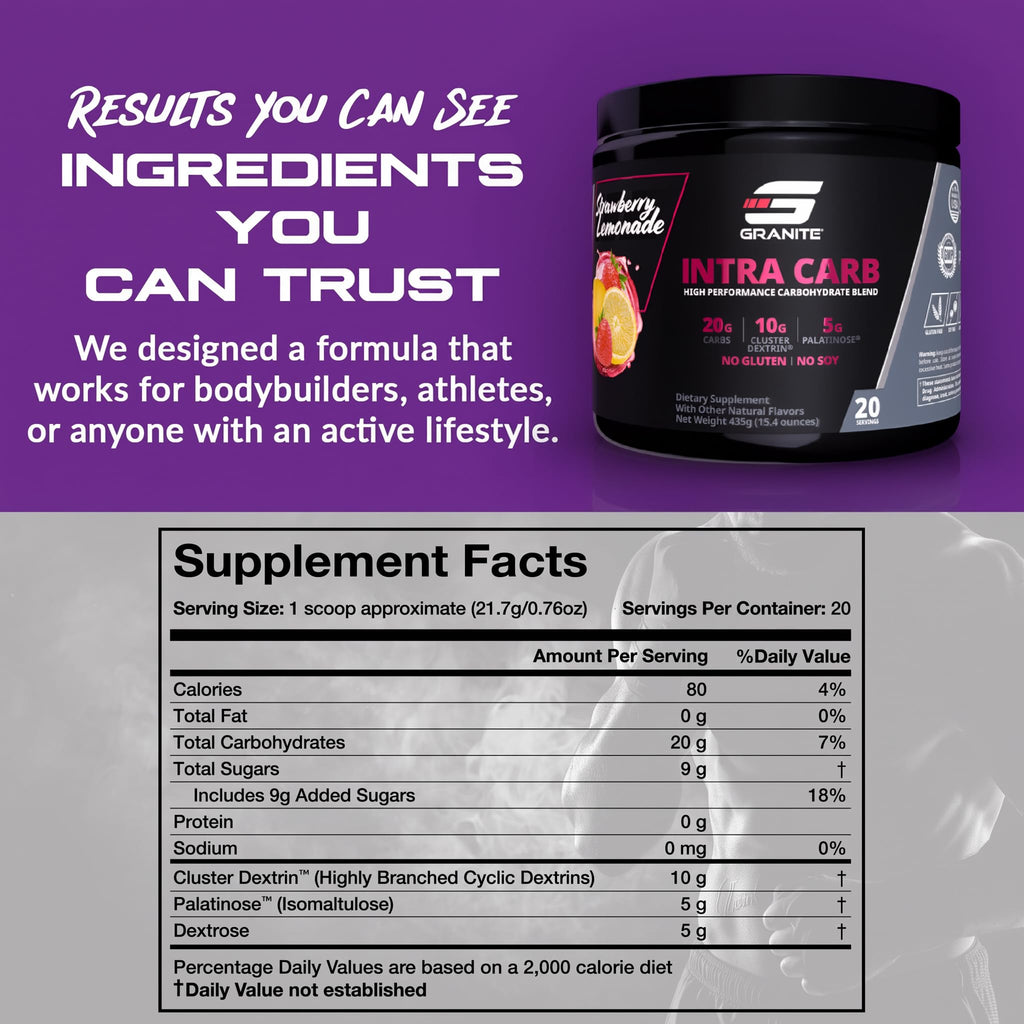 Granite Intra Carb Powder Strawberry Lemonade - 20 Servings - image 3