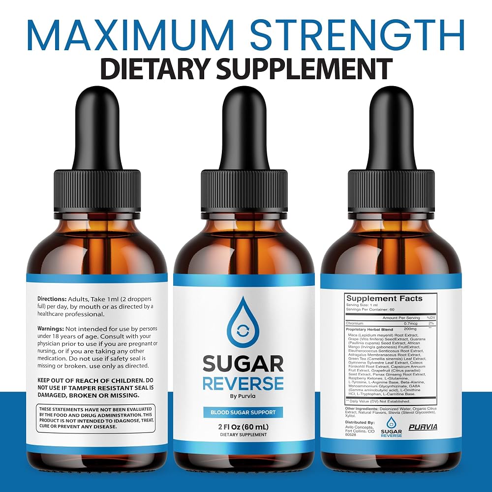 Purvia Sugar Reverse Drops Liquid Supplement with Chromium - 6 Fl Oz - image 5