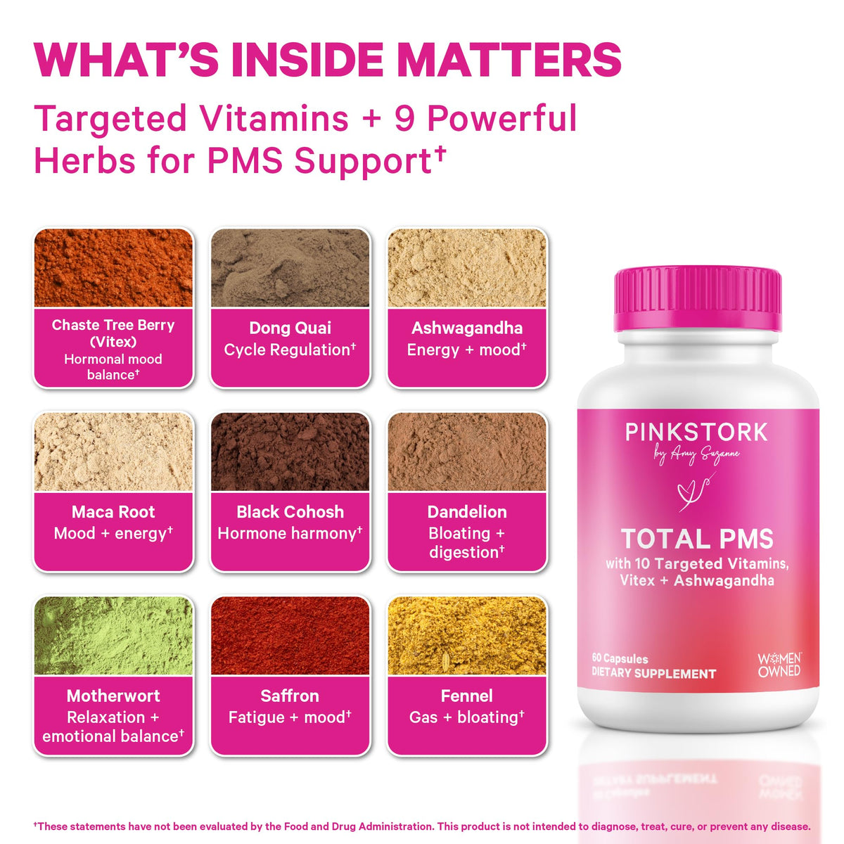 Pink Stork PMS Supplement for Women, Hormone Balance Support - 60 Capsules - image 2