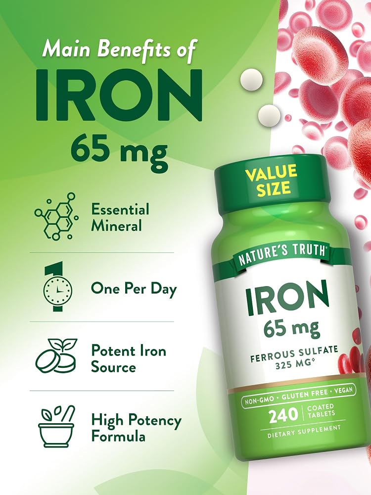 Nature's Truth Iron 65mg Tablets - 240 Count - image 5