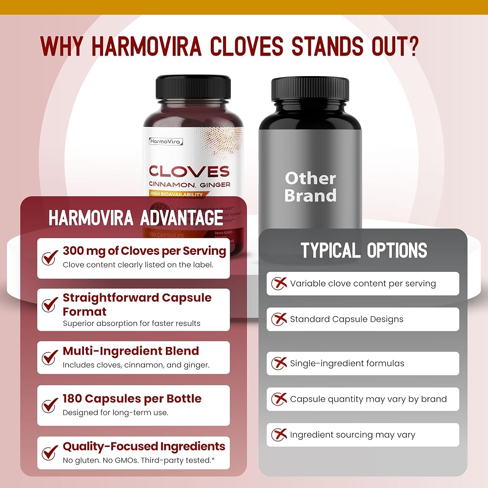 HarmoVira Cloves 7-in-1 Complex for Digestive & Immune Wellness - 180 Capsules - image 6