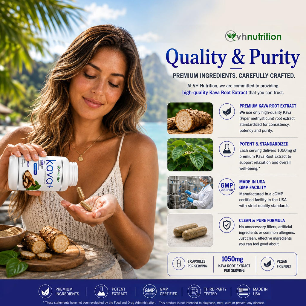 VH Nutrition KAVA+ Kava Kava Capsules Mood Support - 30 Capsules - image 4