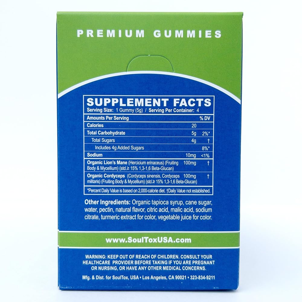 Lucky Soul Focus Mushroom Gummy Packs, Citrus Flavor