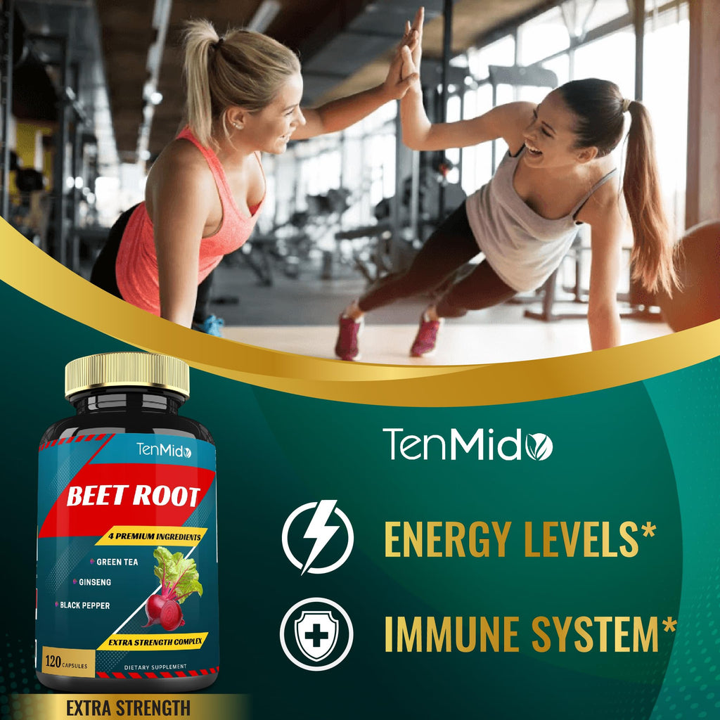 Tenmido Beet Root Extract Capsules Energy Support - 120 Count - image 6