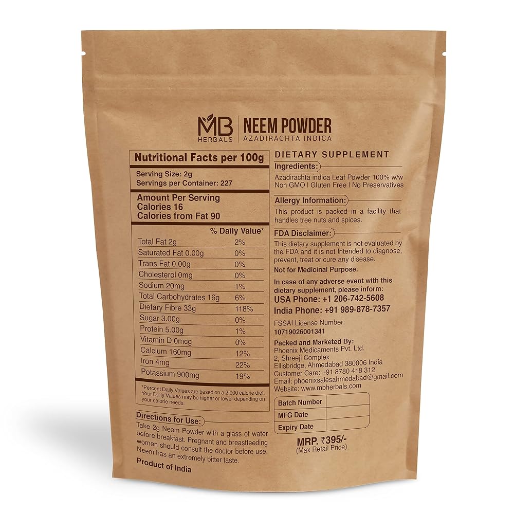 MB Herbals Pure Neem Powder for Skin and Hair Care - 454g - image 2