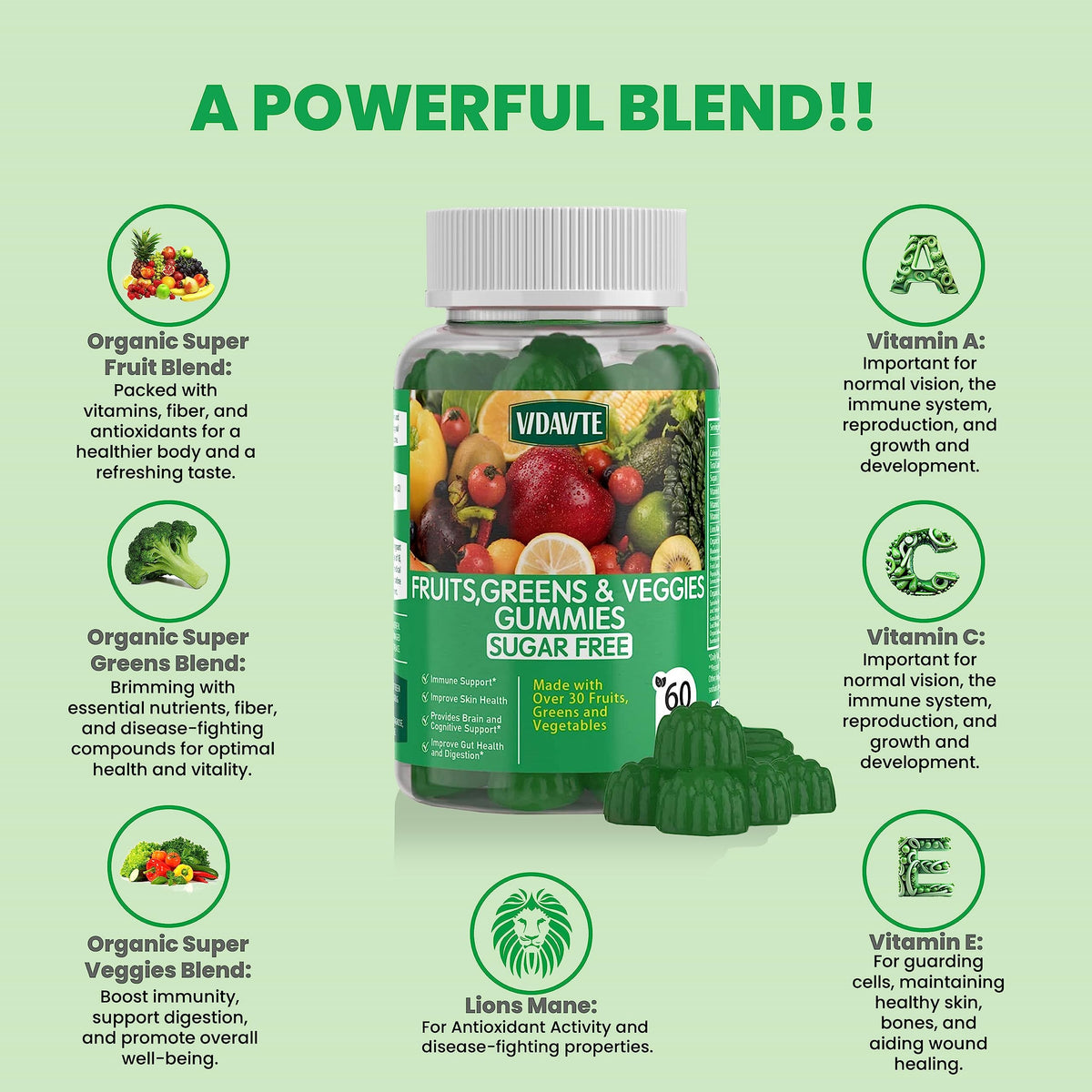 VIDAVITE Sugar-Free Super Greens Gummies - 60 Count - image 4