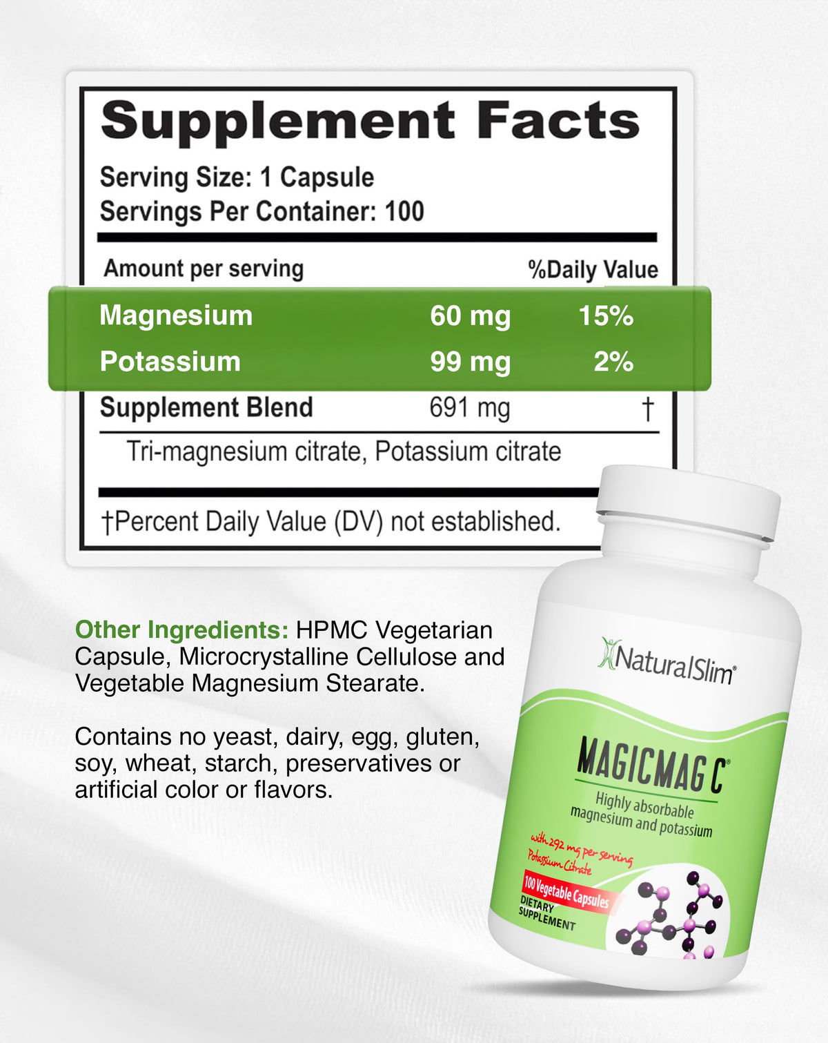 NaturalSlim MagicMag C Magnesium Citrate Capsules - 100 Count - image 3