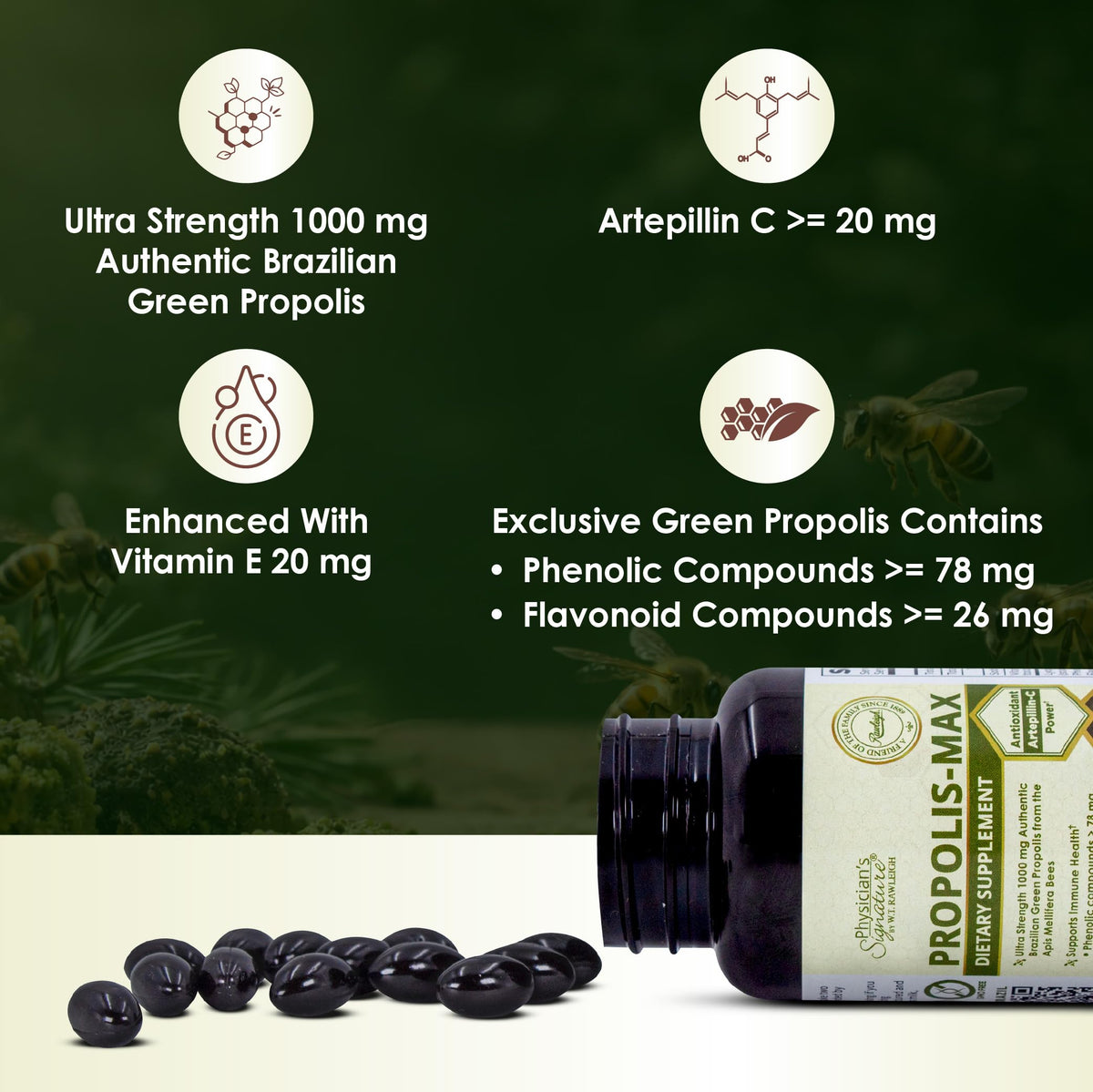 Rawleigh Brazilian Green Propolis Extract 1000mg - 60 Softgels - image 2