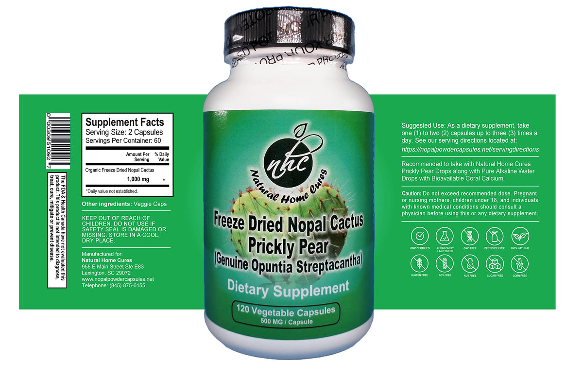 Natural Home Cures Nopal Cactus Capsules & Prickly Pear Drops Combo - image 2