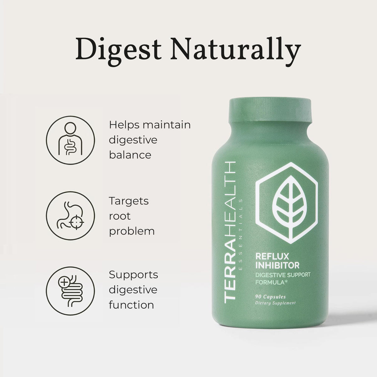 Terra Health Essentials Reflux Inhibitor Betaine HCl & Pepsin - 90 Capsules - image 3