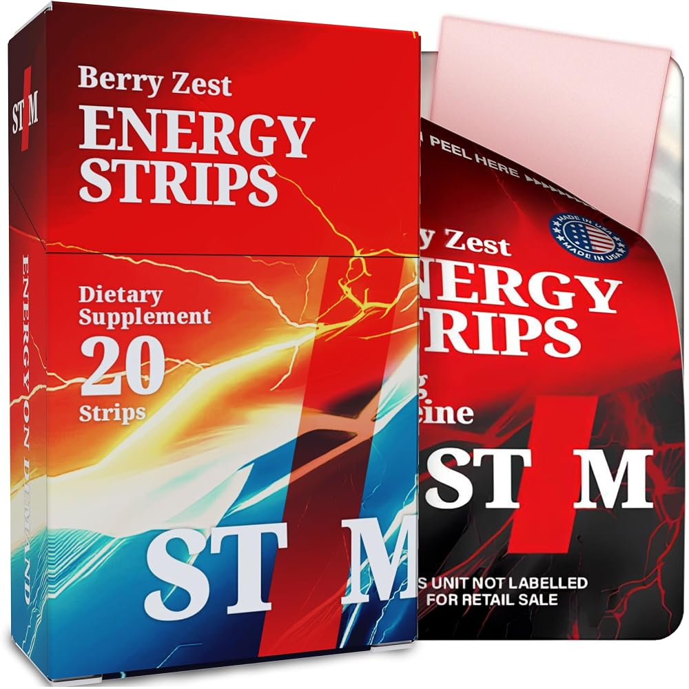STIM Fast Dissolving Oral Energy Strips, 50mg Caffeine, 3 Flavors