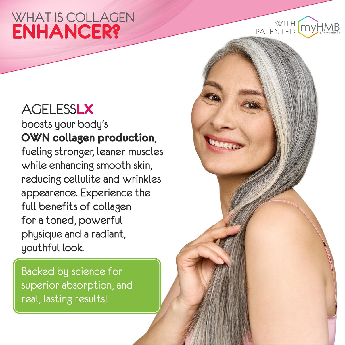 AgelessLX Powder Supplement for Women - with HMB Collagen Enhancer