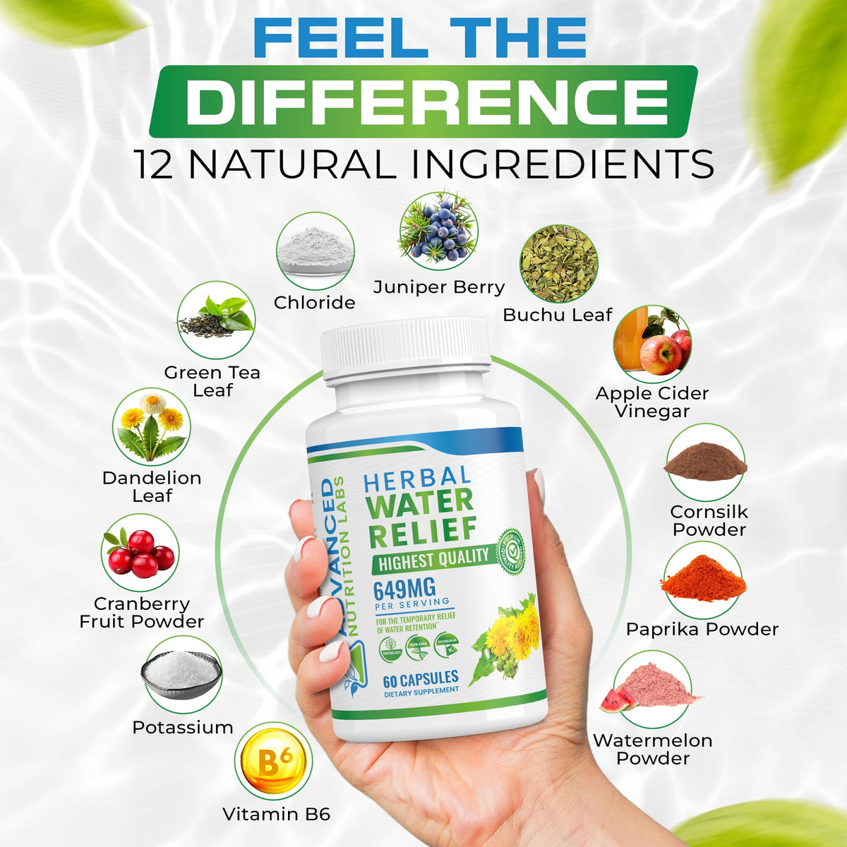 Advanced Nutrition Labs Herbal Water Relief Diuretic - 60 Capsules - image 5