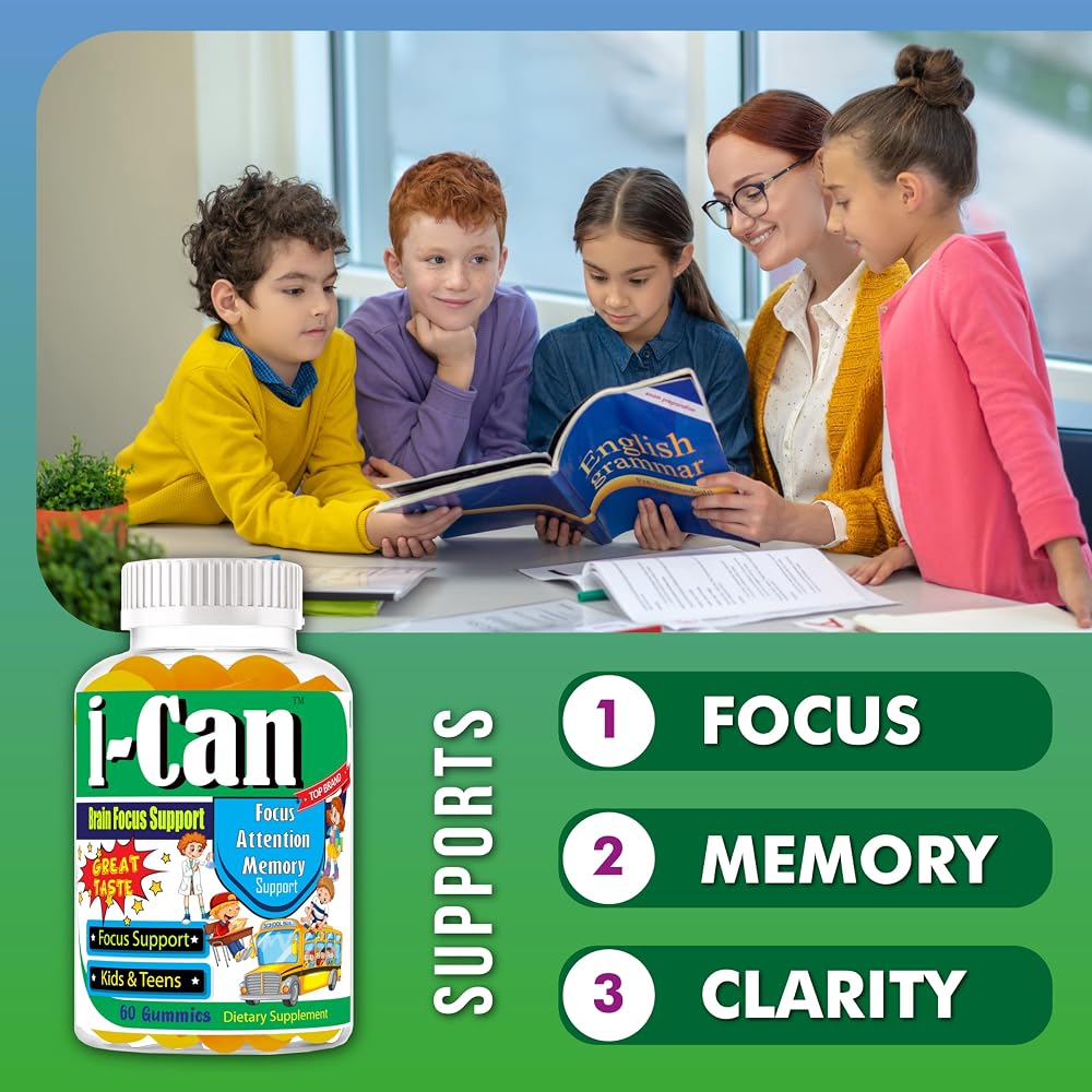 Celebrity LifeStyle I-Can Kids Focus Gummies with Omega 3 DHA - 60 Count - image 2