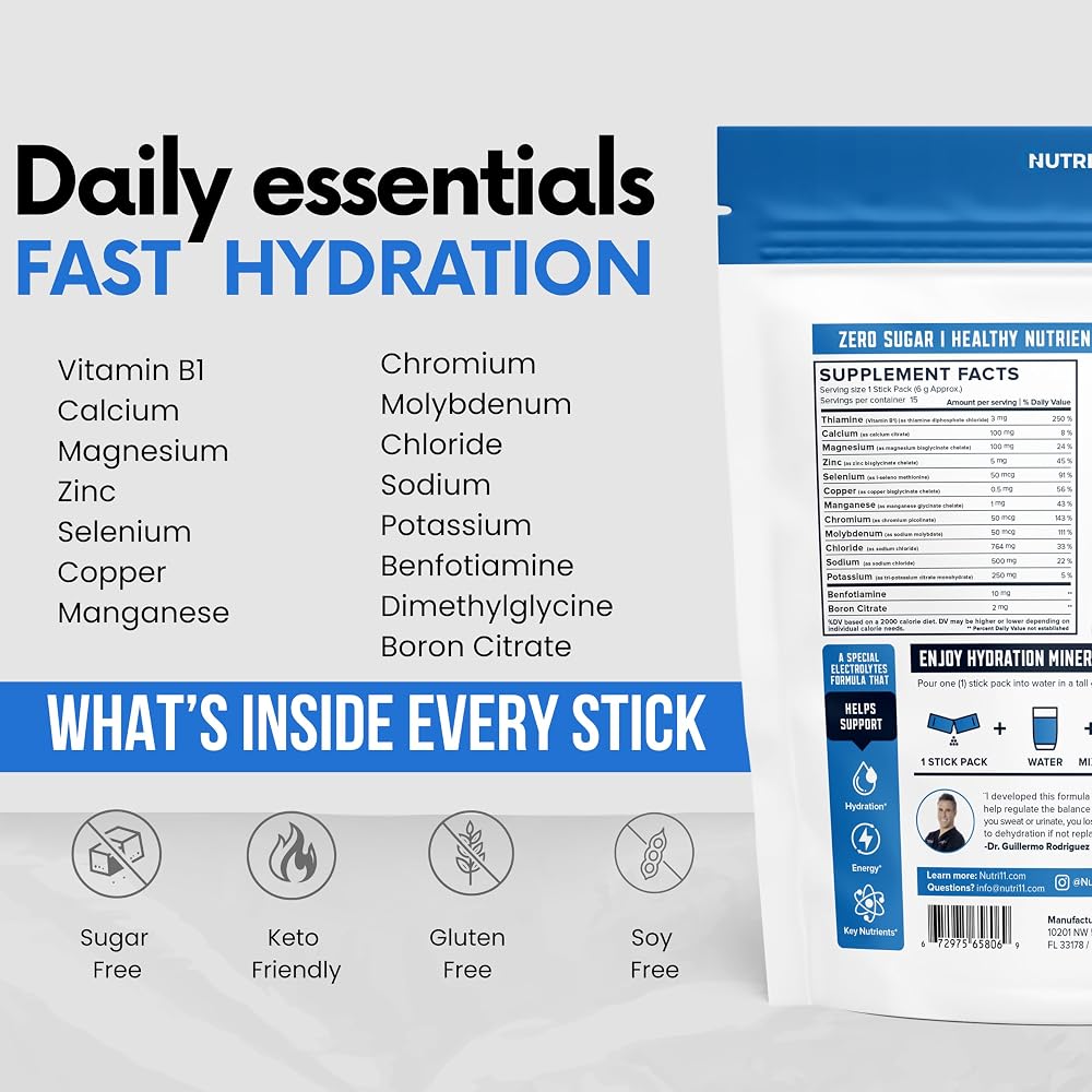 Nutri11 NUTRIMINERALS Hydration Electrolyte Powder