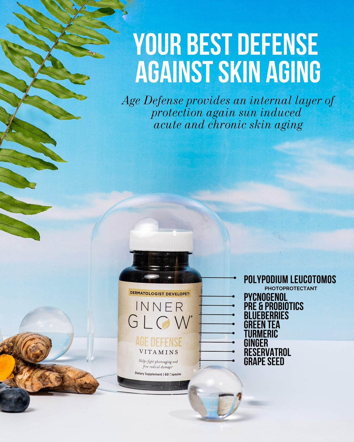 Inner Glow Age Defense Vitamins Antioxidant Skin Support - 60 Capsules - image 6