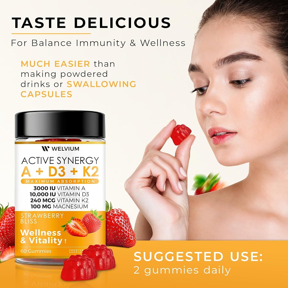 WELVIUM Vitamin D3 K2 Gummies with Lutein & Zeaxanthin - 60 Count - image 4