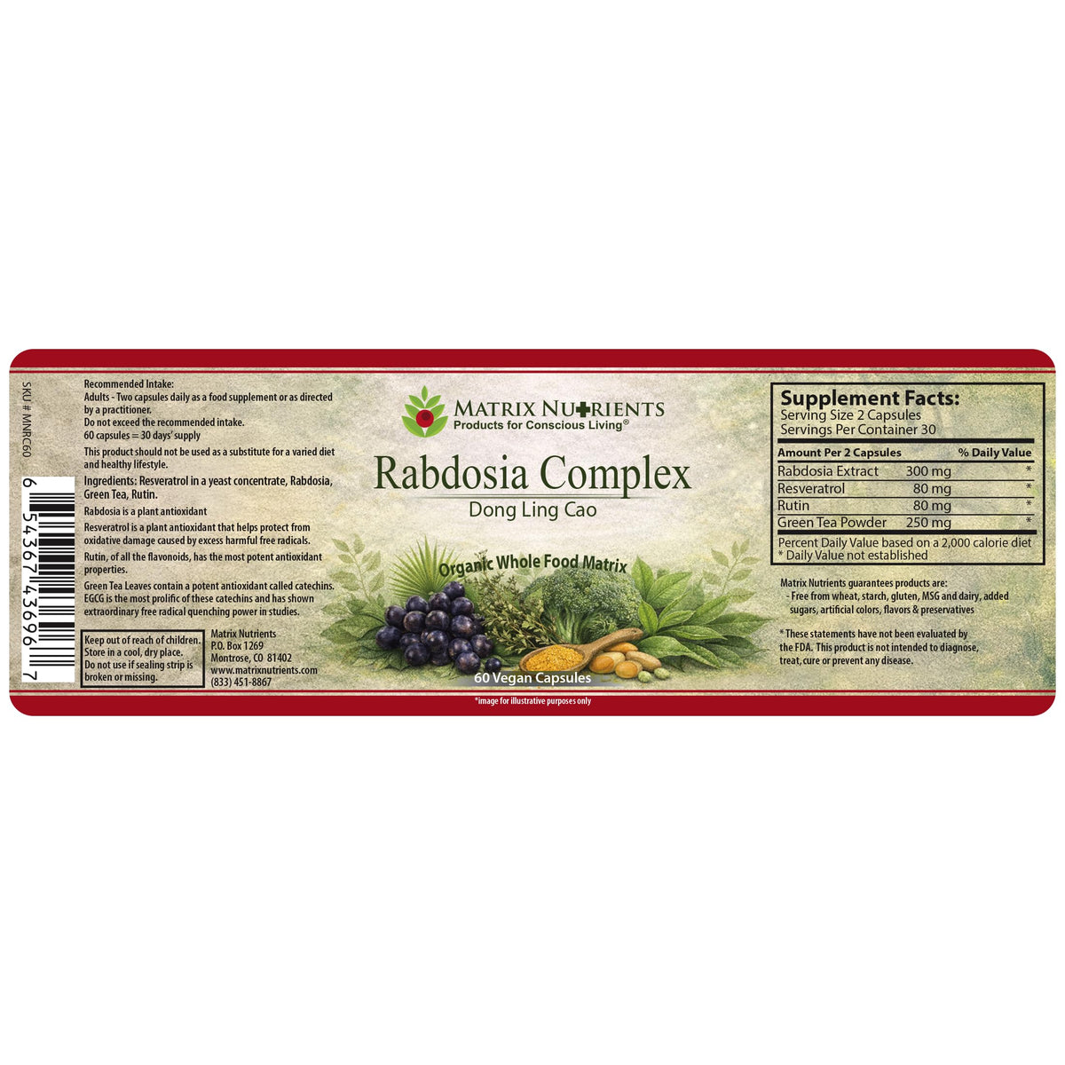 Matrix Nutrients RABDOSIA Complex - Highly Potent Antioxidant