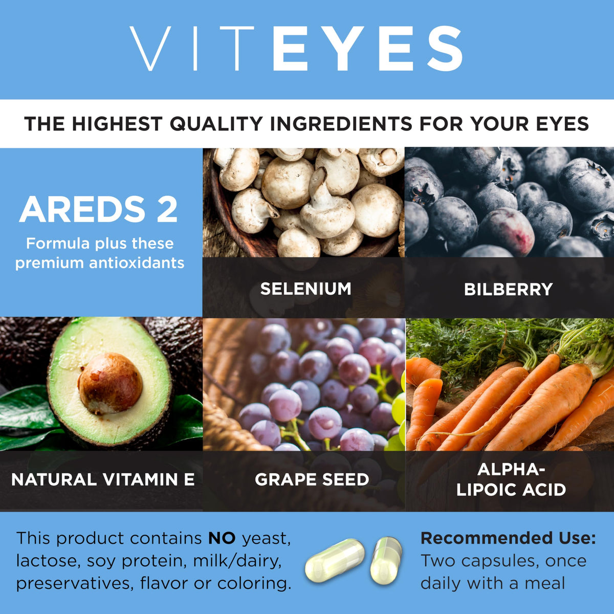 Viteyes AREDS 2 Advanced Eye Vitamins Macular Support - 180 Capsules - image 3