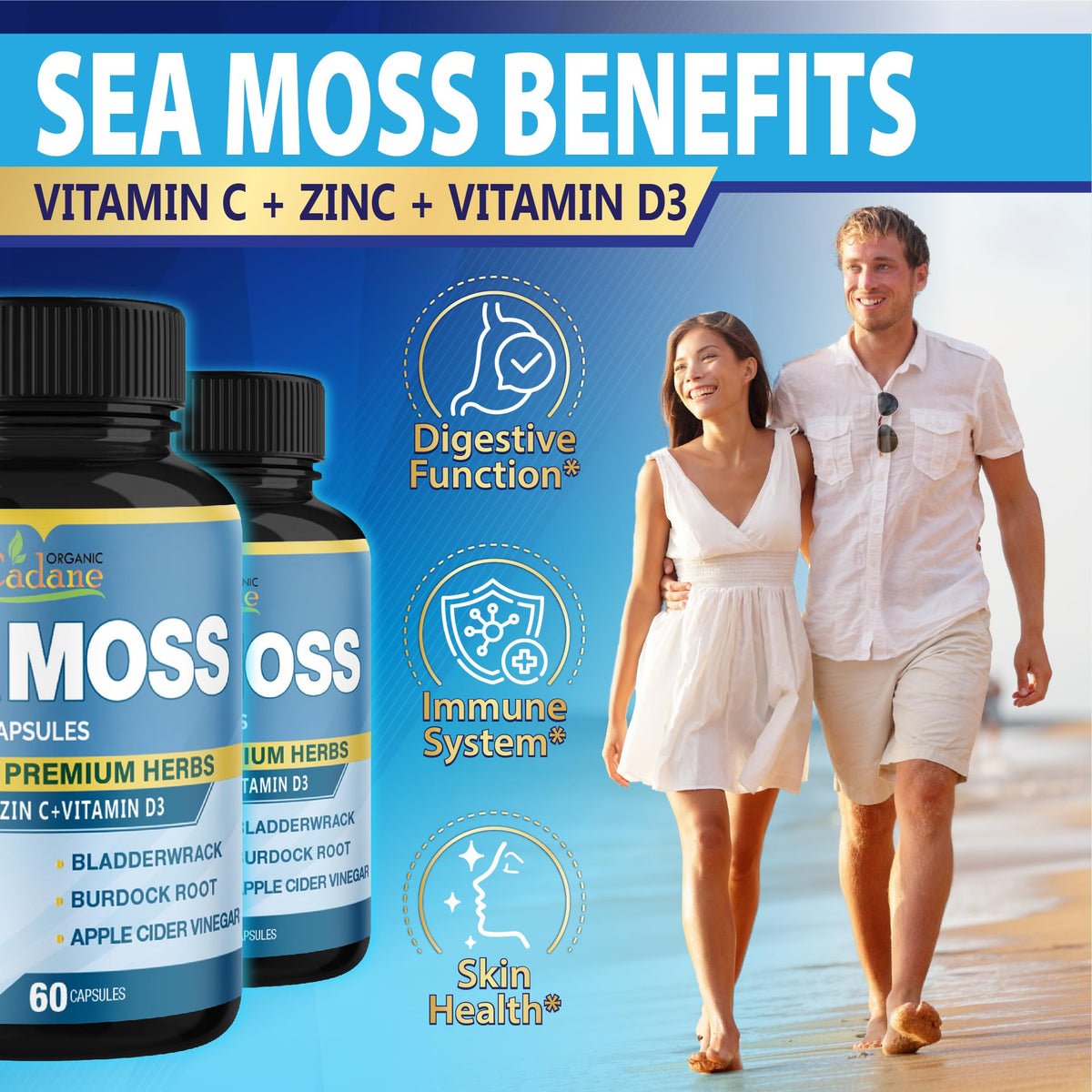 Organic Cadane Irish Sea Moss Capsules Immune Support - 120 Vegetarian Capsules - image 4