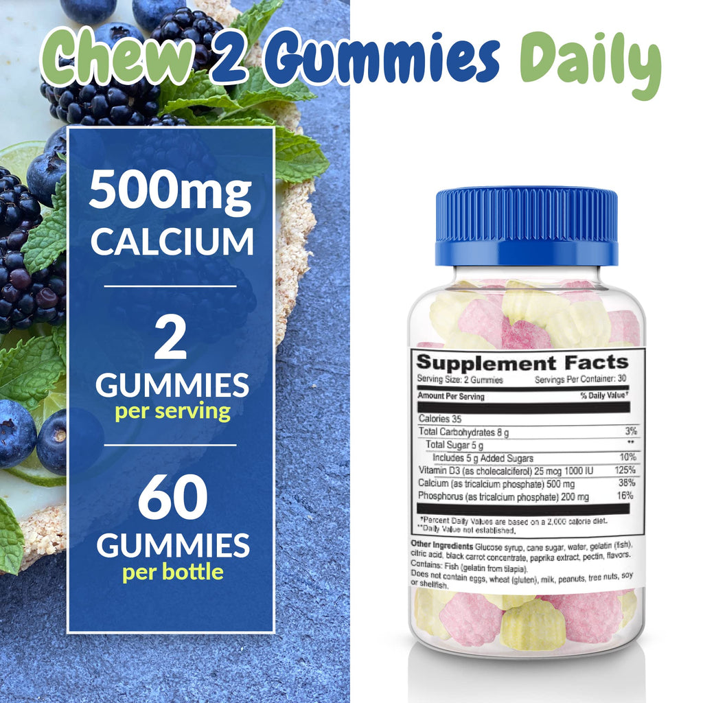 Health Supplied Calcium 500mg with Vitamin D3 1000 IU Gummies - 60 Count - image 6
