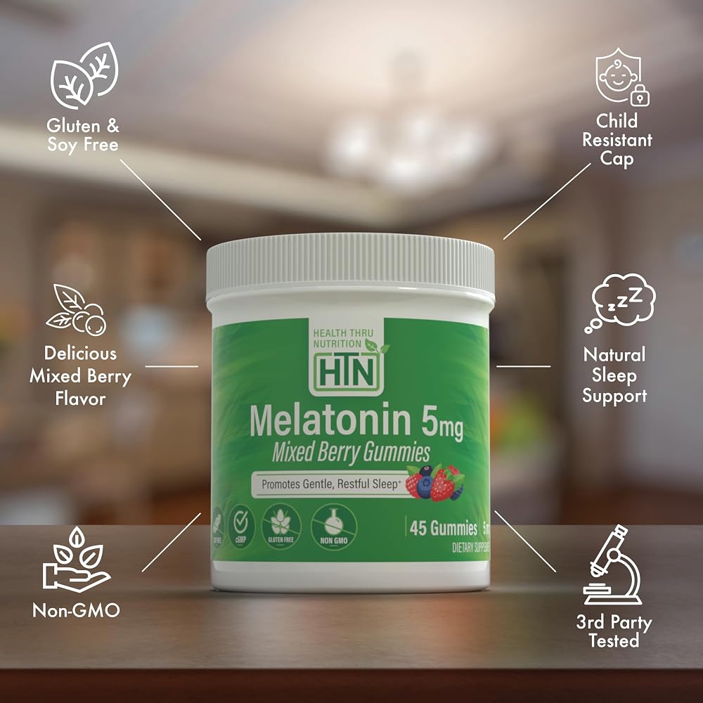 Health Thru Nutrition Melatonin 5mg Gummies Sleep Support - 45 Count - image 4