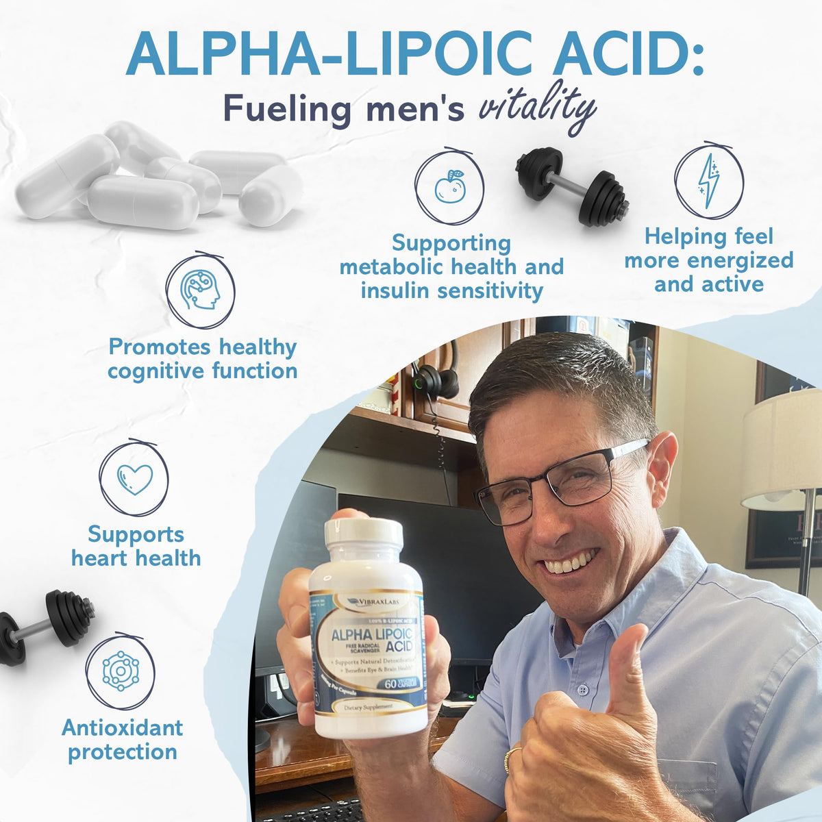 Vibraxlabs Alpha Lipoic Acid 600mg Vegetarian Capsules - 60 Count - image 3