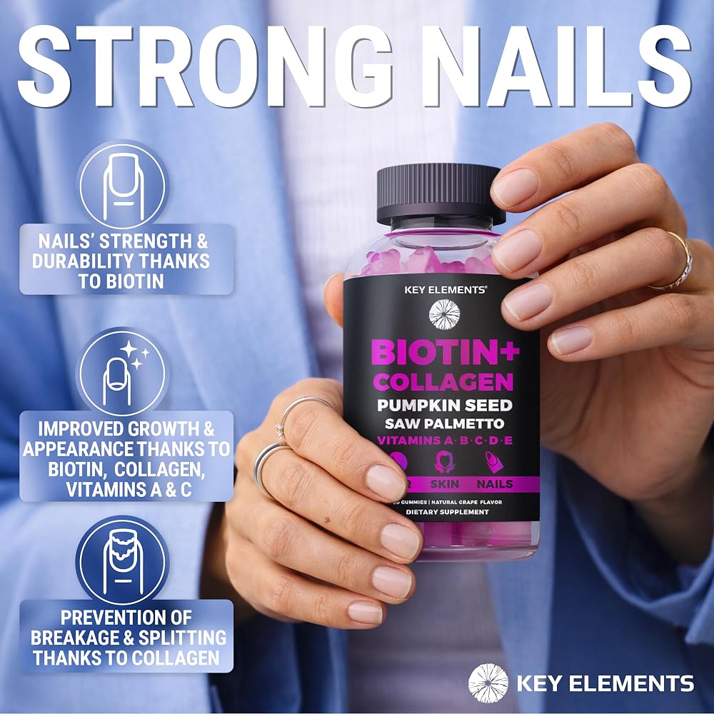 KEY ELEMENTS Hair Skin and Nails Biotin 10000mcg Gummies - 60 Count - image 4