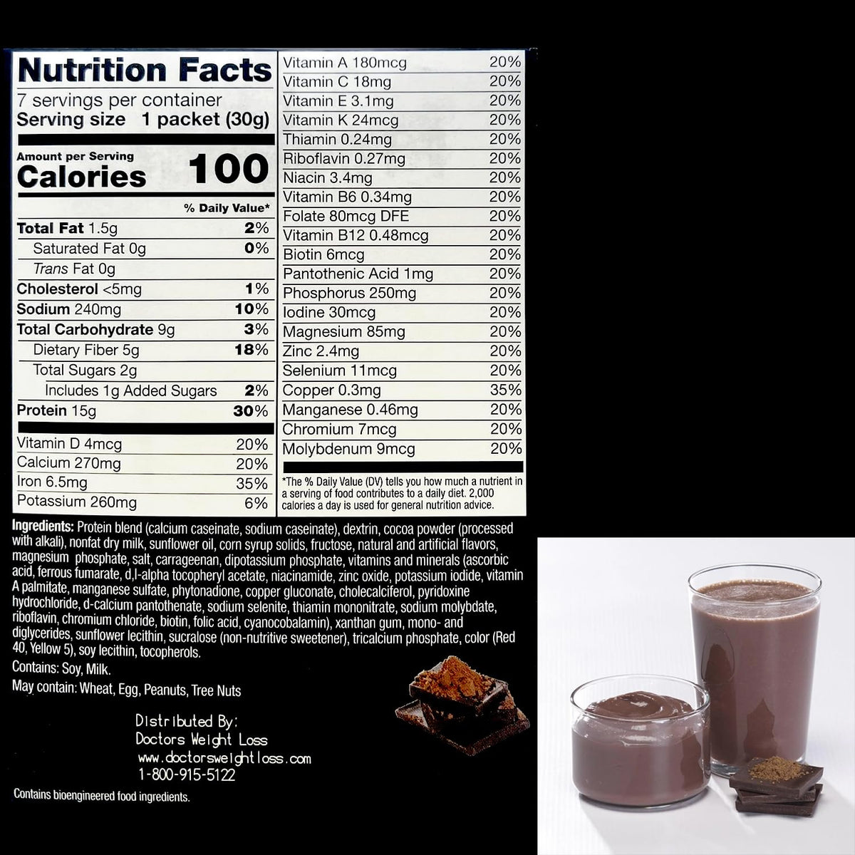 ProtiWise High Protein Shake & Pudding Mix Dark Chocolate - 7 Packets - image 2