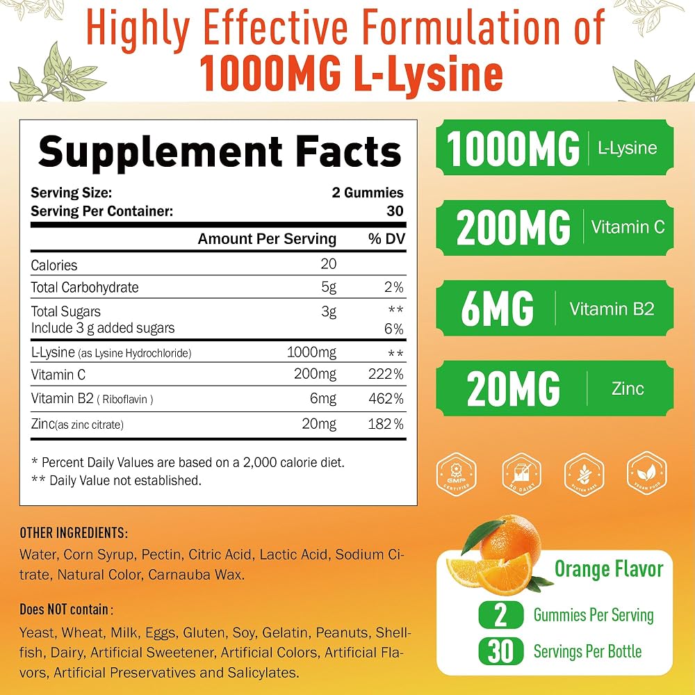 SUGAWITA L-Lysine Gummies 1000 mg