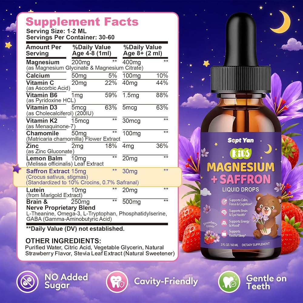 SEPT YAN Magnesium Glycinate Liquid Drops for Kids