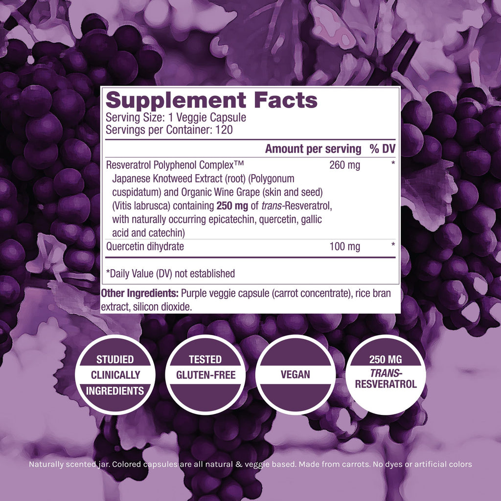 ResVitale Resveratrol 250 mg Antioxidant - 120 Vegetarian Capsules - image 2