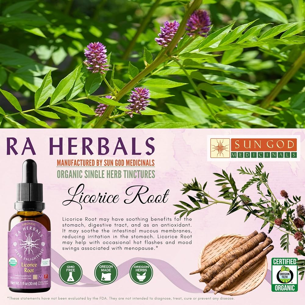 Sun God Medicinals Ra Herbals Organic Licorice Root Liquid Extract - 1 fl oz - image 3