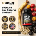 X Gold Health Maca Root & Korean Panax Ginseng Extract - 120 Capsules - image 5