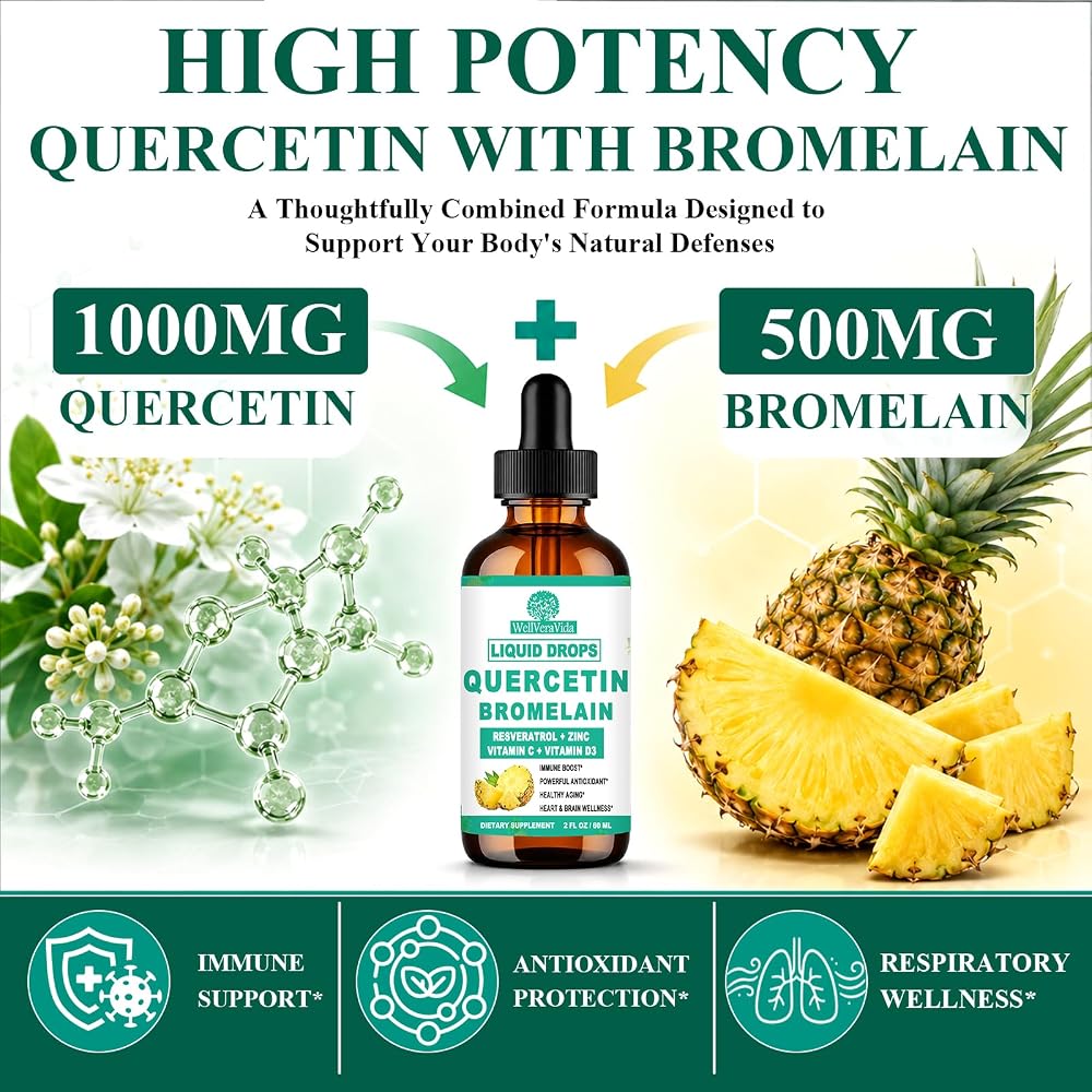WellVeraVida Quercetin with Bromelain Liquid Drops